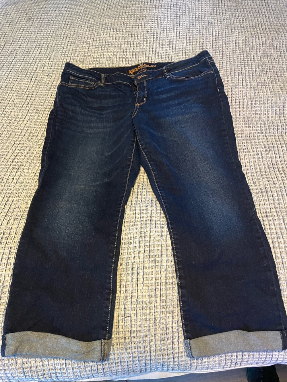 Arizona Jean Company Dark Blue Boyfriend Jeans with Cropped Leg